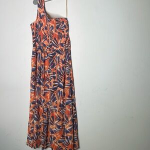 Nine West one shoulder orange blue xl maxi dress​